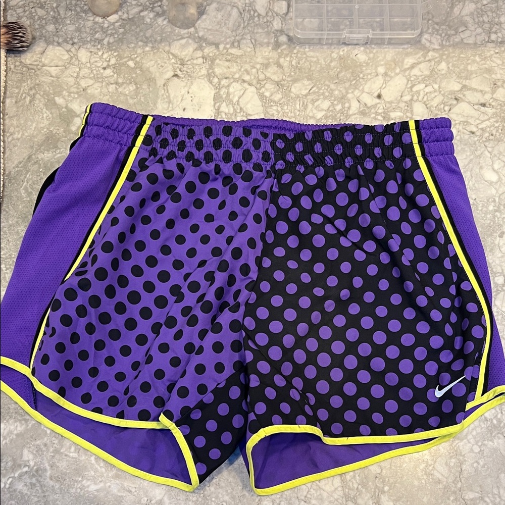Nike Purple and Black Polka Dot Athletic Shorts